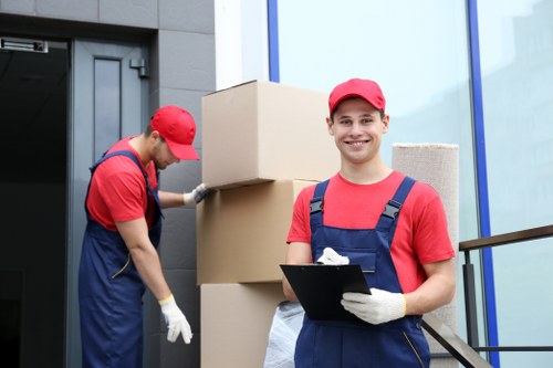 Commercial moving team planning an office relocation in West Hampstead