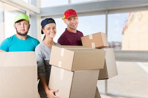 Packed boxes and furniture for a flat removal in Westhampstead