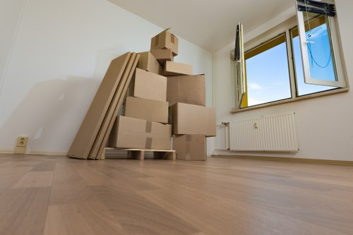 Furniture and boxes being transported locally in West Hampstead