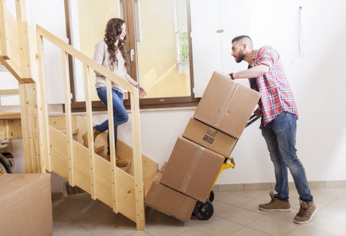 Packing and loading boxes for a flat move in Westhampstead